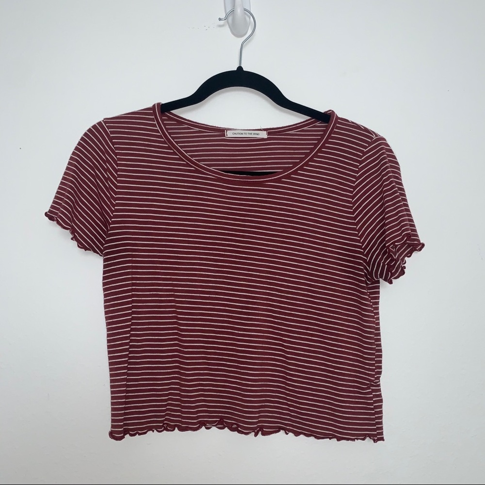 Caution to the Wind Lettuce Edge Crop Top